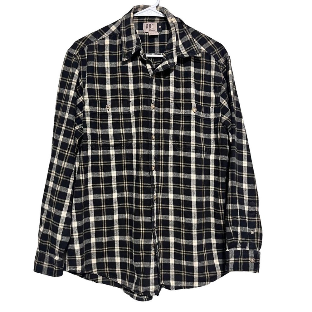 DBC Outdoors Mens Black‎ Plaid Long Sleeve Shirt Size M